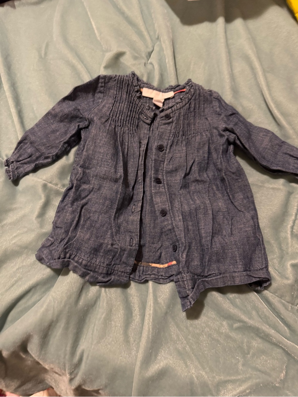 Burberry Kids Dark Blue Denim-Style Button Jacket